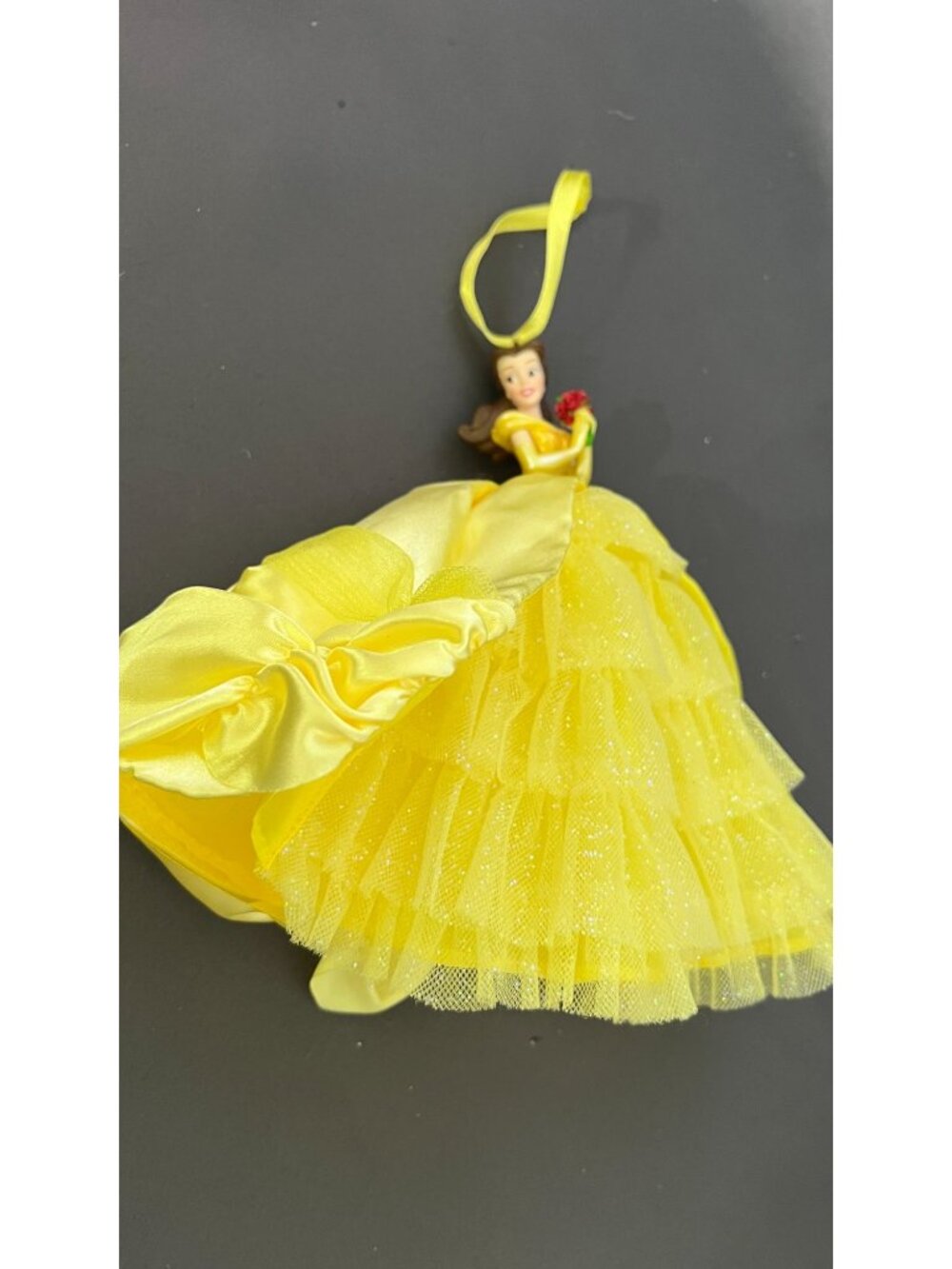 Disney Belle Yellow Gown Christmas Ornament Rose Details Satin & Tulle - Picture 2 of 5